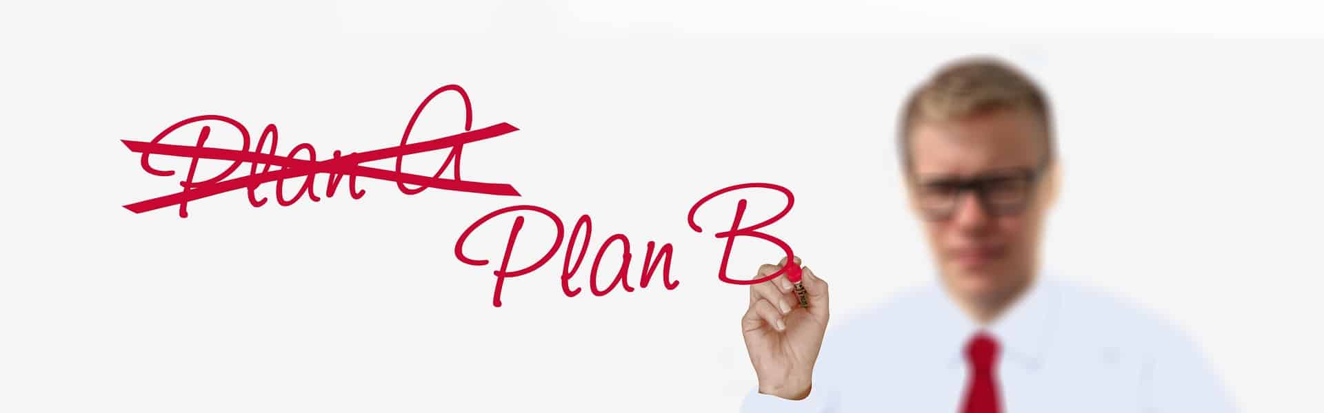 Man crossing out Plan A and choosing Plan B, symbolizing the benefits A/B testing in marketing strategies.